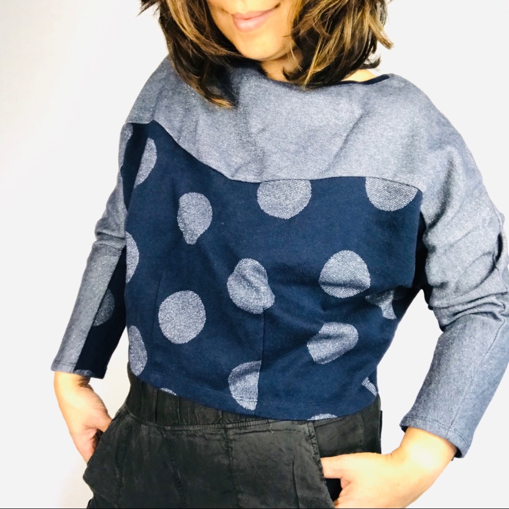 Anthropologie Postmark cropped polka dot sweater